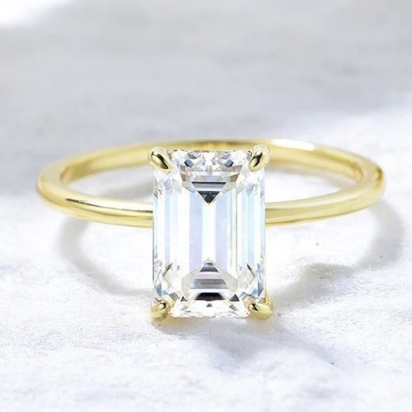 Certified 2.5 ct. t.w. Moissanite Diamond Emerald Cut Engagement Ring NEW - Picture 3 of 15